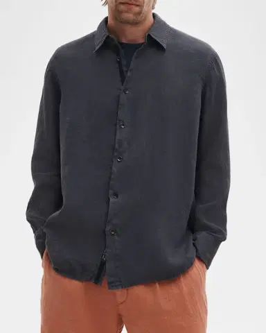 Rag & Bone Men 's Finch Linen Button-Down Shirt | Thumbnail 4 Rag & Bone Men 's Finch Linen Button-Down Shirt | Thumbnail 4