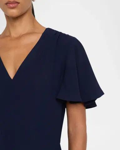 Shoshanna Lorrie Flounce Crepe Midi Dress | Thumbnail 4 Shoshanna Lorrie Flounce Crepe Midi Dress | Thumbnail 4