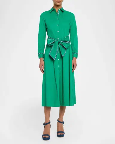 Shoshanna Hastings Striped-Trim Midi Shirtdress | Thumbnail 2 Shoshanna Hastings Striped-Trim Midi Shirtdress | Thumbnail 2