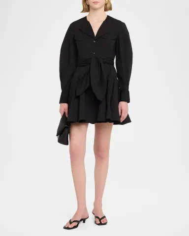 Ganni Belted Stretch Cotton Mini Dress | Thumbnail 2 Ganni Belted Stretch Cotton Mini Dress | Thumbnail 2