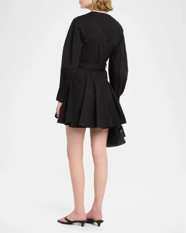 Ganni Belted Stretch Cotton Mini Dress | Thumbnail 3 Ganni Belted Stretch Cotton Mini Dress | Thumbnail 3
