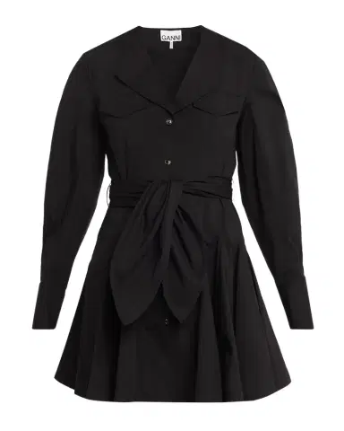 Ganni Belted Stretch Cotton Mini Dress | Thumbnail 1 Ganni Belted Stretch Cotton Mini Dress | Thumbnail 1