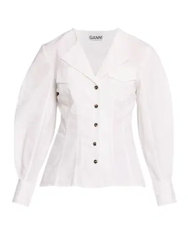 Ganni Long-Sleeve Seamed Cotton Top | Thumbnail 1 Ganni Long-Sleeve Seamed Cotton Top | Thumbnail 1