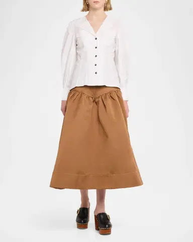 Ganni Duchesse Twill Midi Skirt | Thumbnail 2 Ganni Duchesse Twill Midi Skirt | Thumbnail 2