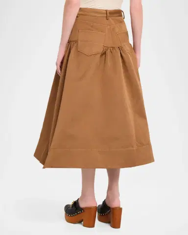 Ganni Duchesse Twill Midi Skirt | Thumbnail 3 Ganni Duchesse Twill Midi Skirt | Thumbnail 3