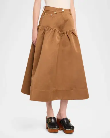 Ganni Duchesse Twill Midi Skirt | Thumbnail 4 Ganni Duchesse Twill Midi Skirt | Thumbnail 4
