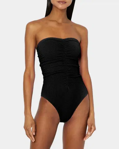 Milly Textured Ruched Strapless One-Piece Swimsuit | Thumbnail 4 Milly Textured Ruched Strapless One-Piece Swimsuit | Thumbnail 4