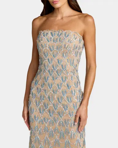 Mac Duggal Strapless Hand-Beaded Mesh Trumpet Gown | Thumbnail 2 Mac Duggal Strapless Hand-Beaded Mesh Trumpet Gown | Thumbnail 2