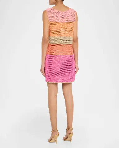 Milly Open-Knit Striped Mini Dress Coverup | Thumbnail 3 Milly Open-Knit Striped Mini Dress Coverup | Thumbnail 3