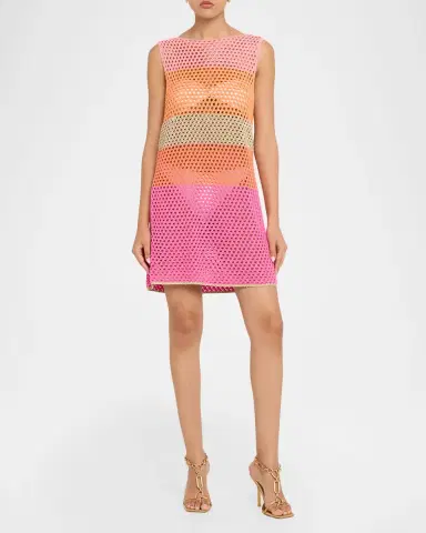 Milly Open-Knit Striped Mini Dress Coverup | Thumbnail 4 Milly Open-Knit Striped Mini Dress Coverup | Thumbnail 4