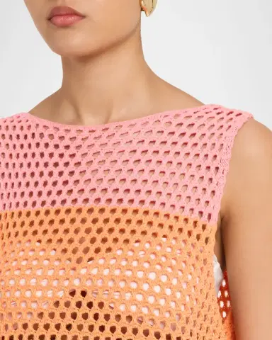 Milly Open-Knit Striped Mini Dress Coverup | Thumbnail 5 Milly Open-Knit Striped Mini Dress Coverup | Thumbnail 5