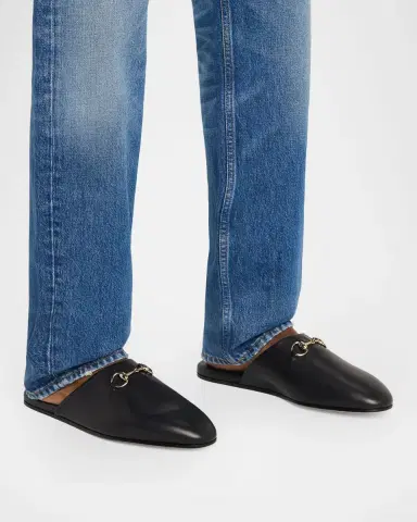 Gucci Men's Lucy Horsebit Nappa Leather Mules | Thumbnail 2 Gucci Men's Lucy Horsebit Nappa Leather Mules | Thumbnail 2