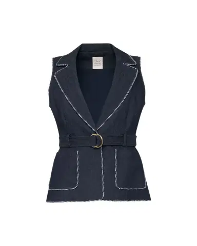 Cinq à Sept Tailored Twist-Trim Denim Vest | Thumbnail 1 Cinq à Sept Tailored Twist-Trim Denim Vest | Thumbnail 1