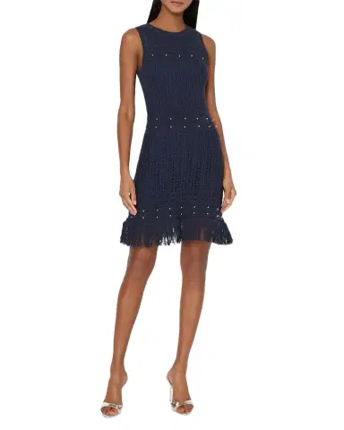 Milly Beaded Fringe Knit Shell Mini Dress | Thumbnail 1 Milly Beaded Fringe Knit Shell Mini Dress | Thumbnail 1