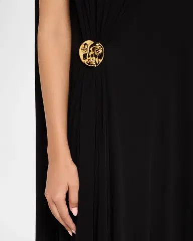 Bottega Veneta Mock-Neck Gathered Jersey Asymmetric Midi Dress | Thumbnail 4 Bottega Veneta Mock-Neck Gathered Jersey Asymmetric Midi Dress | Thumbnail 4