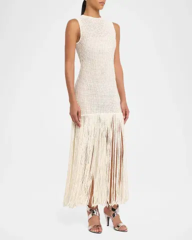 Alaïa Fringed Open-Knit Maxi Dress | Thumbnail 4 Alaïa Fringed Open-Knit Maxi Dress | Thumbnail 4