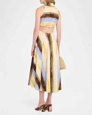 JBQ Fiona Watercolor Stripe Cutout Midi Dress | Thumbnail 3 JBQ Fiona Watercolor Stripe Cutout Midi Dress | Thumbnail 3