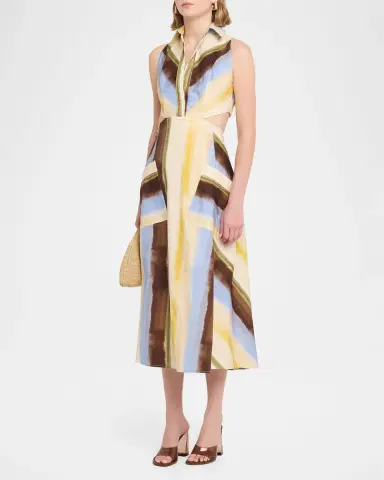 JBQ Fiona Watercolor Stripe Cutout Midi Dress | Thumbnail 4 JBQ Fiona Watercolor Stripe Cutout Midi Dress | Thumbnail 4