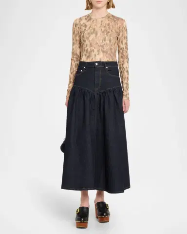 Ganni Stretch Denim Midi Skirt | Thumbnail 2 Ganni Stretch Denim Midi Skirt | Thumbnail 2