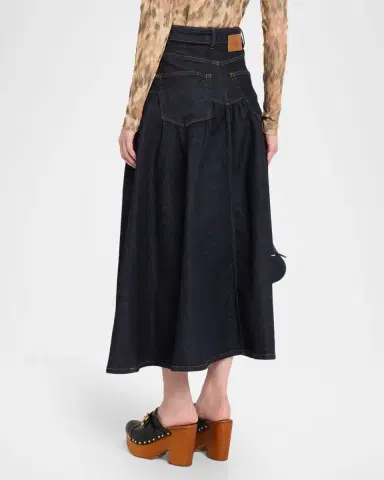 Ganni Stretch Denim Midi Skirt | Thumbnail 3 Ganni Stretch Denim Midi Skirt | Thumbnail 3