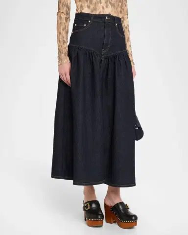 Ganni Stretch Denim Midi Skirt | Thumbnail 4 Ganni Stretch Denim Midi Skirt | Thumbnail 4