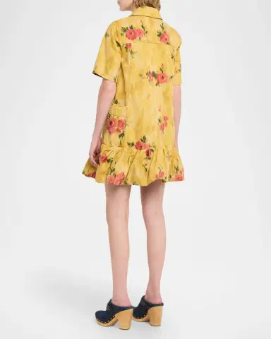 Ganni Floral Denim Mini Dress | Thumbnail 3 Ganni Floral Denim Mini Dress | Thumbnail 3