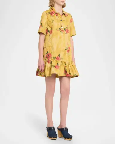 Ganni Floral Denim Mini Dress | Thumbnail 4 Ganni Floral Denim Mini Dress | Thumbnail 4