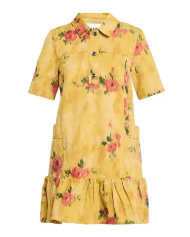Ganni Floral Denim Mini Dress | Thumbnail 1 Ganni Floral Denim Mini Dress | Thumbnail 1