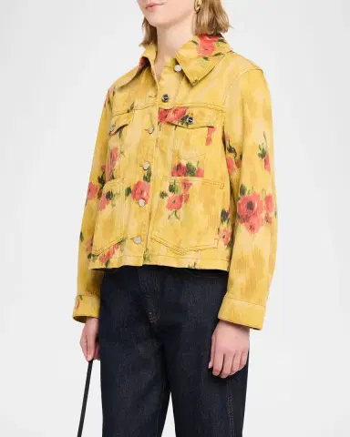 Ganni Floral Denim Jacket | Thumbnail 4 Ganni Floral Denim Jacket | Thumbnail 4