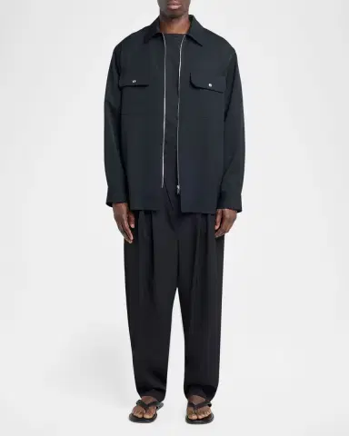 Bottega Veneta Men's Oversized Wool Flap-Pocket Shirt Jacket | Thumbnail 2 Bottega Veneta Men's Oversized Wool Flap-Pocket Shirt Jacket | Thumbnail 2