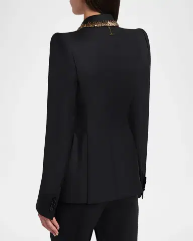 Alexander McQueen Leaves Embroidered Single-Breasted Jacket | Thumbnail 3 Alexander McQueen Leaves Embroidered Single-Breasted Jacket | Thumbnail 3