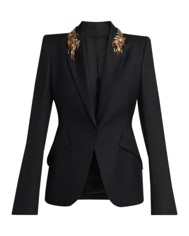 Alexander McQueen Leaves Embroidered Single-Breasted Jacket | Thumbnail 1 Alexander McQueen Leaves Embroidered Single-Breasted Jacket | Thumbnail 1
