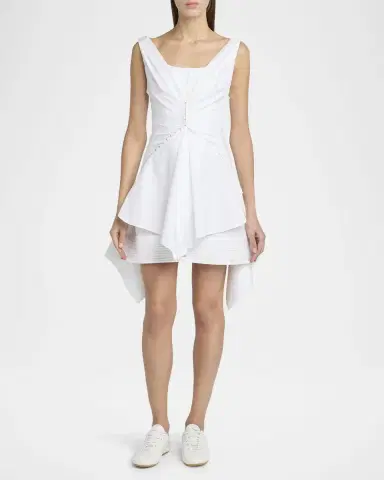 Alexander McQueen Striped Cotton Cinched Handkerchief Mini Dress | Thumbnail 2 Alexander McQueen Striped Cotton Cinched Handkerchief Mini Dress | Thumbnail 2