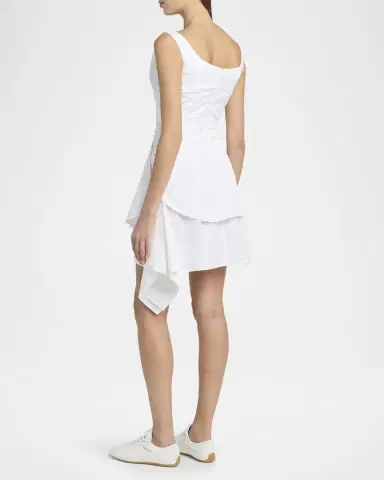 Alexander McQueen Striped Cotton Cinched Handkerchief Mini Dress | Thumbnail 3 Alexander McQueen Striped Cotton Cinched Handkerchief Mini Dress | Thumbnail 3