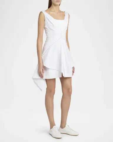 Alexander McQueen Striped Cotton Cinched Handkerchief Mini Dress | Thumbnail 4 Alexander McQueen Striped Cotton Cinched Handkerchief Mini Dress | Thumbnail 4