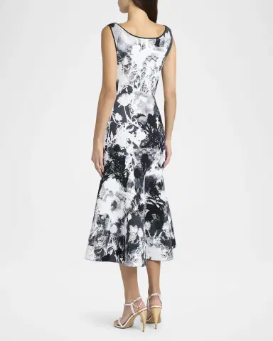 McQueen Flowers Jacquard Compact Knit Trumpet Midi Dress | Thumbnail 3 McQueen Flowers Jacquard Compact Knit Trumpet Midi Dress | Thumbnail 3