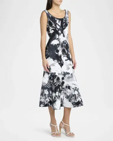 McQueen Flowers Jacquard Compact Knit Trumpet Midi Dress | Thumbnail 4 McQueen Flowers Jacquard Compact Knit Trumpet Midi Dress | Thumbnail 4