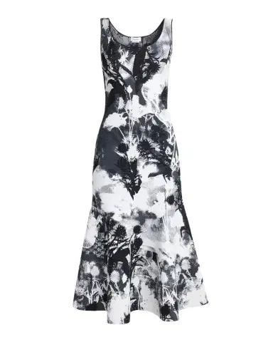 McQueen Flowers Jacquard Compact Knit Trumpet Midi Dress | Thumbnail 1 McQueen Flowers Jacquard Compact Knit Trumpet Midi Dress | Thumbnail 1