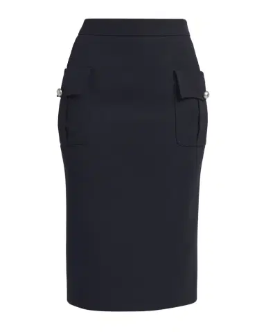 Alexander McQueen Front-Pocket Grain De Poudre Pencil Skirt | Thumbnail 1 Alexander McQueen Front-Pocket Grain De Poudre Pencil Skirt | Thumbnail 1