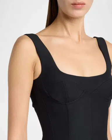 Alexander McQueen Sleeveless Square-Neck Corset Midi Dress | Thumbnail 5 Alexander McQueen Sleeveless Square-Neck Corset Midi Dress | Thumbnail 5