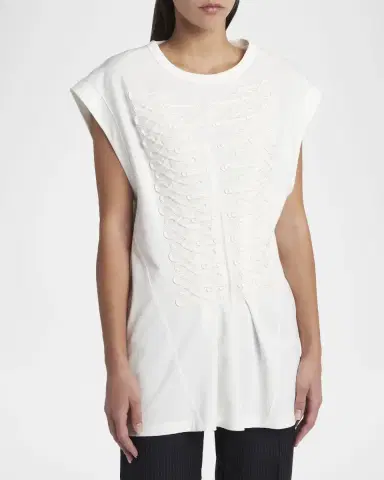 Alexander McQueen Frogging Embroidered Cotton T-Shirt | Thumbnail 4 Alexander McQueen Frogging Embroidered Cotton T-Shirt | Thumbnail 4