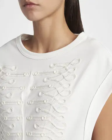 Alexander McQueen Frogging Embroidered Cotton T-Shirt | Thumbnail 5 Alexander McQueen Frogging Embroidered Cotton T-Shirt | Thumbnail 5
