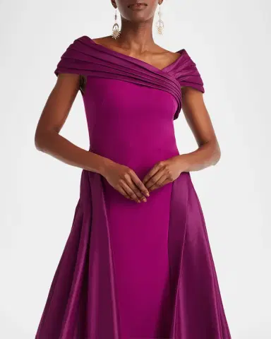 Tadashi Shoji Draped Off-Shoulder Crepe Ball Gown | Thumbnail 3 Tadashi Shoji Draped Off-Shoulder Crepe Ball Gown | Thumbnail 3