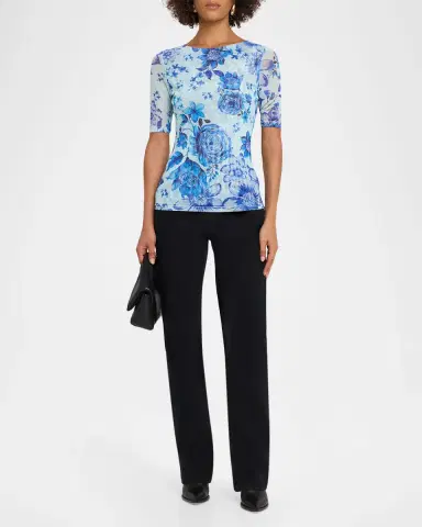 Johnny Was Elbow-Sleeve Botanical Floral Mesh Top | Thumbnail 2 Johnny Was Elbow-Sleeve Botanical Floral Mesh Top | Thumbnail 2