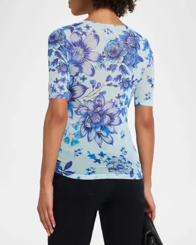 Johnny Was Elbow-Sleeve Botanical Floral Mesh Top | Thumbnail 3 Johnny Was Elbow-Sleeve Botanical Floral Mesh Top | Thumbnail 3