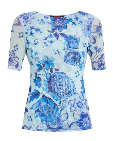 Johnny Was Elbow-Sleeve Botanical Floral Mesh Top | Thumbnail 1 Johnny Was Elbow-Sleeve Botanical Floral Mesh Top | Thumbnail 1