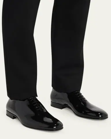 Ferragamo Men's Astro Francesina Patent Leather Oxfords | Thumbnail 4 Ferragamo Men's Astro Francesina Patent Leather Oxfords | Thumbnail 4