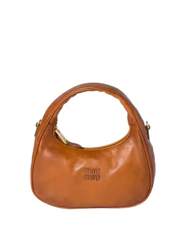 Miu Miu Wander Antiqued Leather Top-Handle Bag | Thumbnail 1 Miu Miu Wander Antiqued Leather Top-Handle Bag | Thumbnail 1