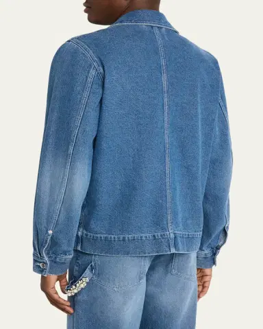 Simone Rocha Men's Embellished Washed Denim Jacket | Thumbnail 3 Simone Rocha Men's Embellished Washed Denim Jacket | Thumbnail 3
