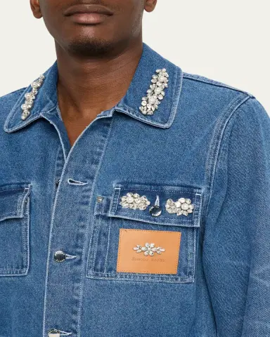 Simone Rocha Men's Embellished Washed Denim Jacket | Thumbnail 5 Simone Rocha Men's Embellished Washed Denim Jacket | Thumbnail 5